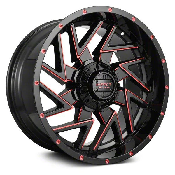 Impact Wheels 809 Gloss Black and Red Milled 6-Lug Wheel; 20x10; -12mm Offset (07-14 Tahoe)