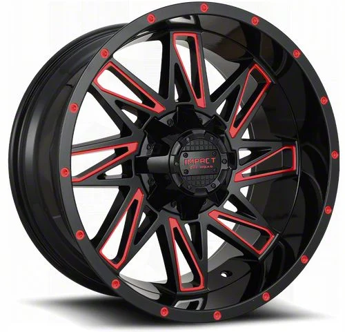 Impact Wheels 814 Gloss Black and Red Milled 6-Lug Wheel; 18x9; 0mm Offset (07-14 Tahoe)