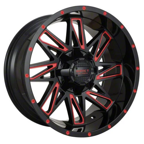 Impact Wheels 814 Gloss Black and Red Milled 6-Lug Wheel; 18x9; -12mm Offset (07-14 Tahoe)