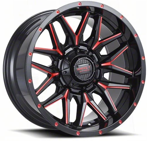 Impact Wheels 819 Gloss Black and Red Milled 6-Lug Wheel; 20x10; -12mm Offset (07-14 Tahoe)