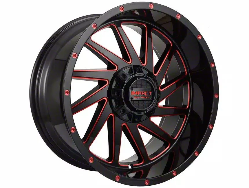 Impact Wheels 811 Gloss Black and Red Milled 6-Lug Wheel; 20x10; -12mm Offset (07-14 Yukon)