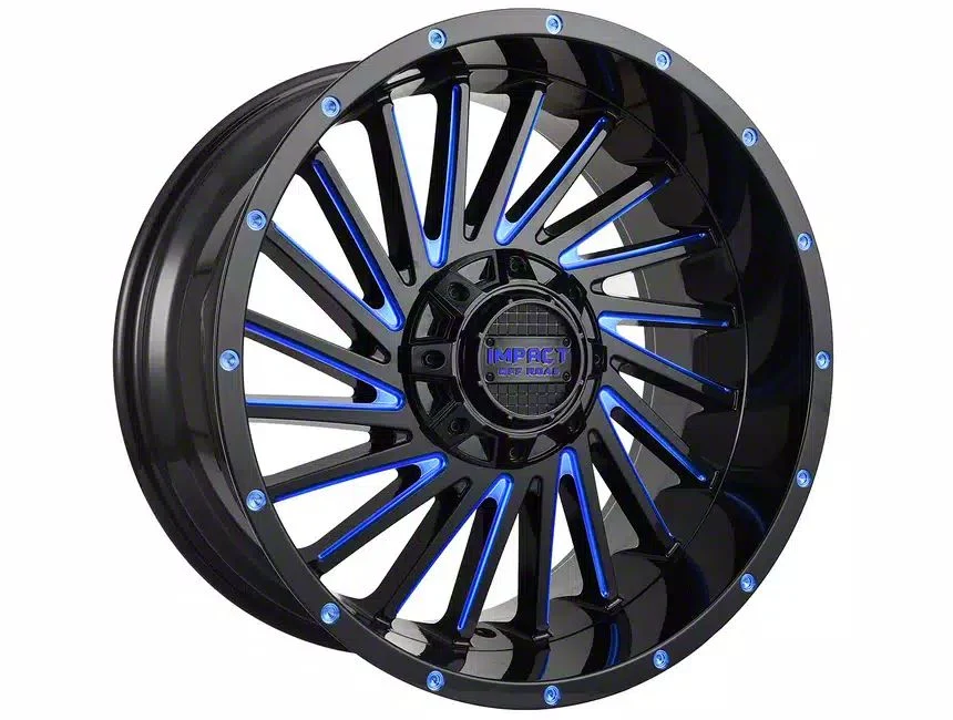 Impact Wheels 812 Gloss Black and Blue Milled 6-Lug Wheel; 20x10; -12mm Offset (15-20 Yukon)