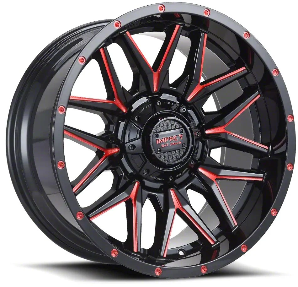 Impact Wheels 819 Gloss Black and Red Milled 6-Lug Wheel; 17x9; 0mm Offset (07-14 Tahoe)