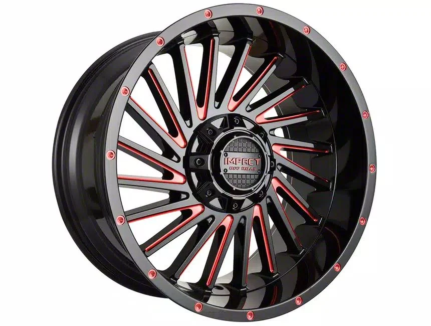 Impact Wheels 812 Gloss Black and Red Milled 6-Lug Wheel; 20x10; -12mm Offset (21-26 Yukon)