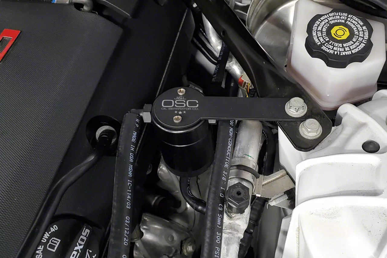J&L 3.0 Oil Separator; Black Anodized; Driver Side (16-24 Camaro SS)