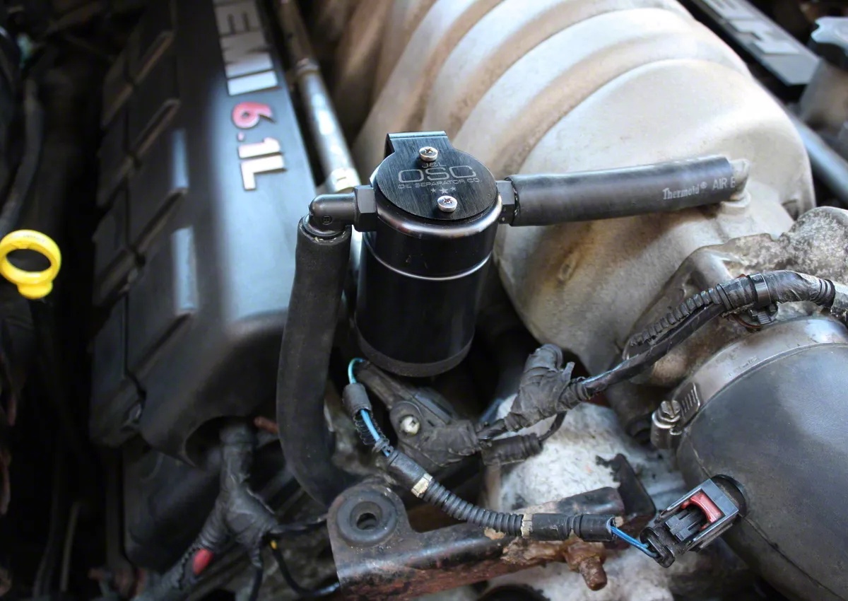 J&L 3.0 Oil Separator; Black Anodized; Passenger Side (06-10 6.1L HEMI Charger)
