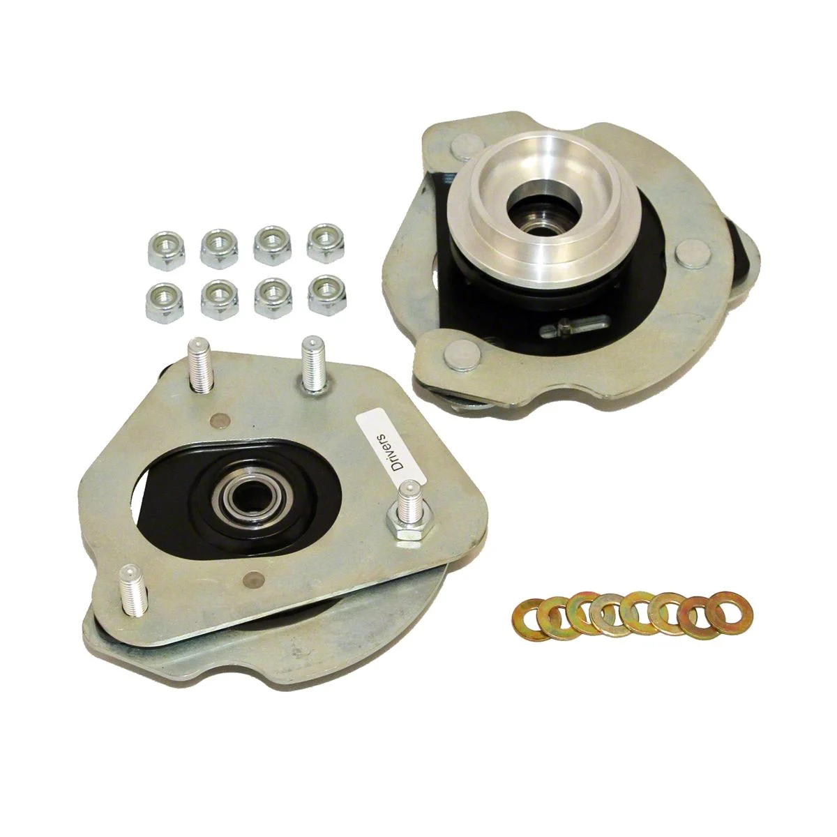 J&M Independently Adjustable Caster Camber Plates for 2.50-Inch Coil-Over Struts; Red (15-26 Mustang)