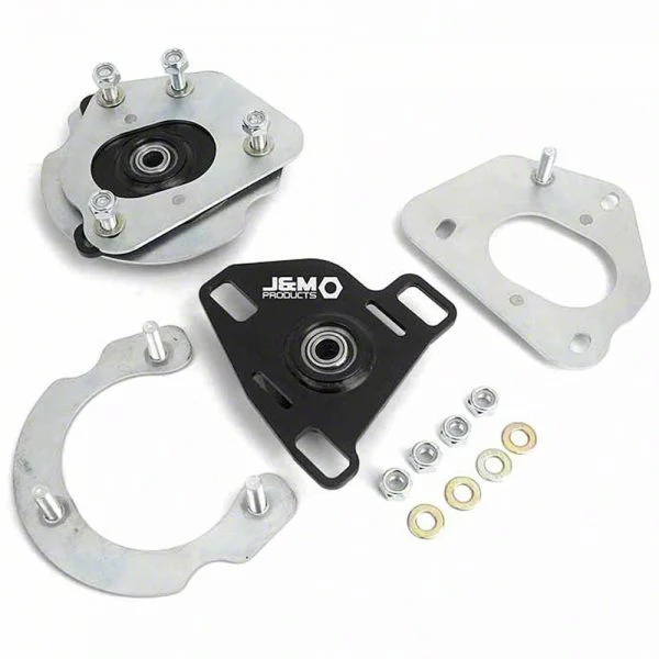 J&M Independently Adjustable Caster Camber Plates; Red (15-26 Mustang)