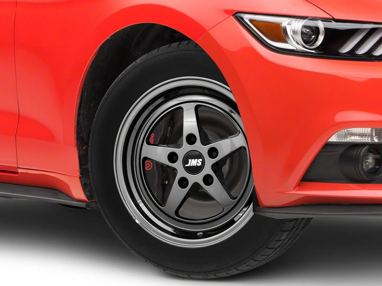 JMS Avenger Series Black Chrome Wheel; Front Only; 18x5; -24.75mm Offset (15-23 Mustang GT, EcoBoost, V6)