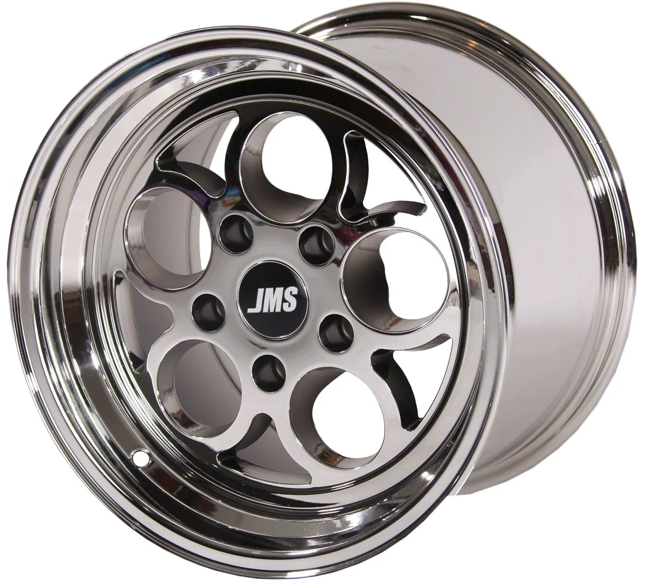 JMS Savage Series White Chrome Wheel; Rear Only; 15x10; 29mm Offset (11-23 RWD Charger, Excluding SRT Hellcat)