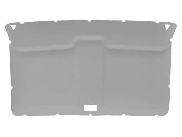 HEADLINER ASSEMBLY, Light Gray Cloth, assembly includes original style headliner board in ABS-plastic (board features cutouts for sunvisor supports and dome light), plus light gray cloth, the cloth covers the sunvisor supports and dome light cutouts, and