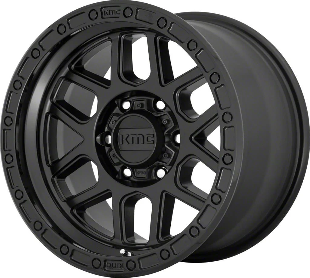KMC Mesa Satin Black with Gloss Black Lip 8-Lug Wheel; 20x9; 0mm Offset (11-16 F-350 Super Duty SRW)