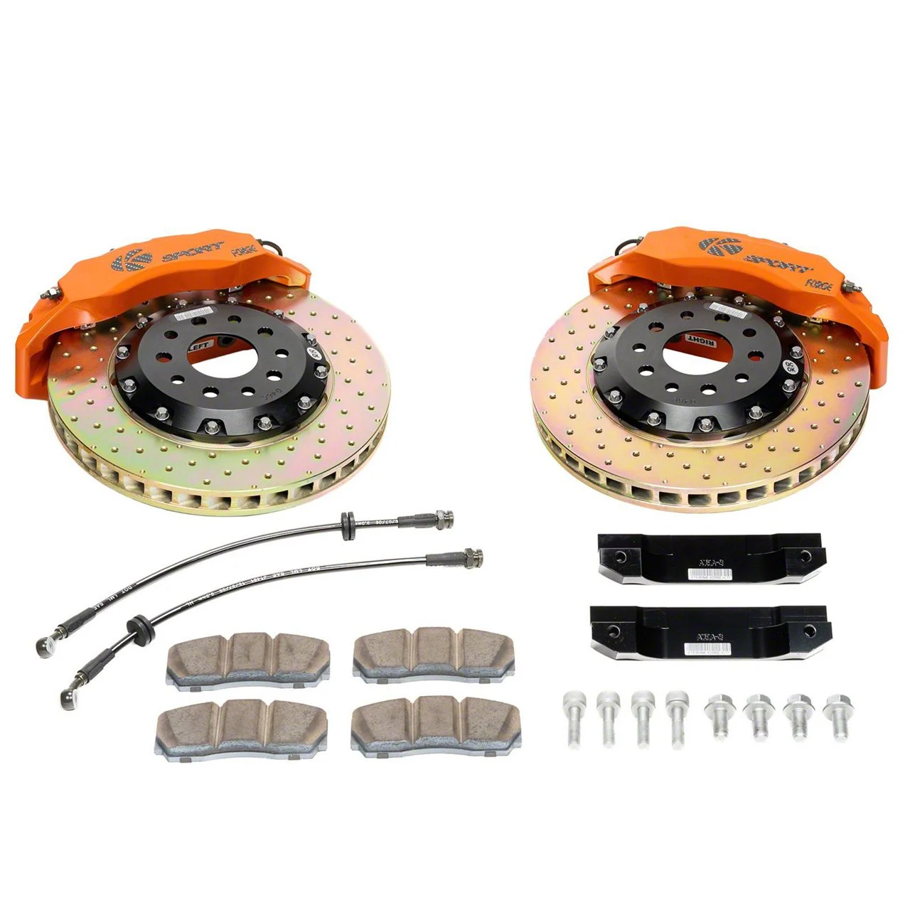 Ksport Procomp 8-Piston Front Big Brake Kit with 14-Inch Slotted Rotors; Orange Calipers (10-15 Camaro w/ RS Package)