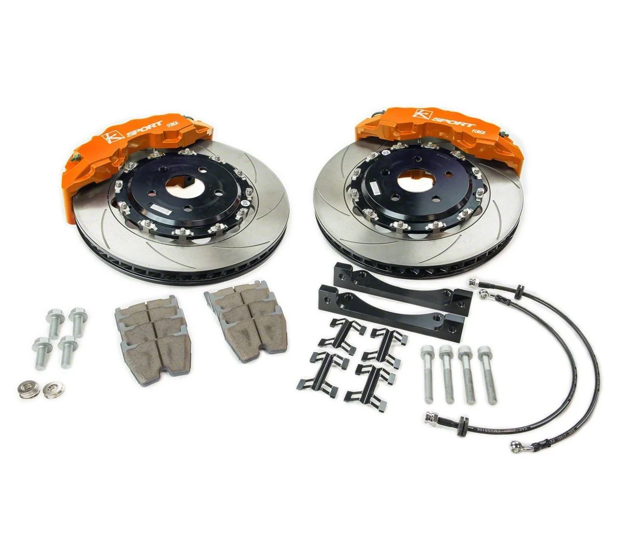 Ksport Procomp 6-Piston Rear Big Brake Kit with 15-Inch Slotted Rotors; Orange Calipers (05-13 Corvette C6 w/ Z51 Package, Excluding ZR1)
