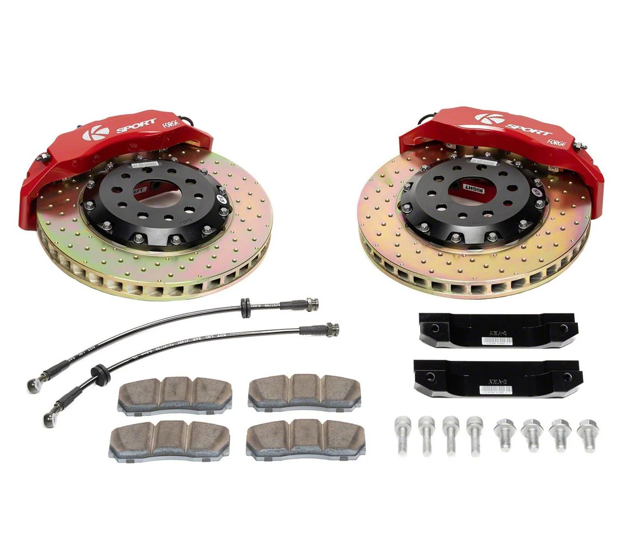 Ksport Supercomp 8-Piston Front Big Brake Kit with 16.60-Inch Drilled Rotors; Orange Calipers (05-13 Corvette C6 w/ Z51 Package, Excluding ZR1)