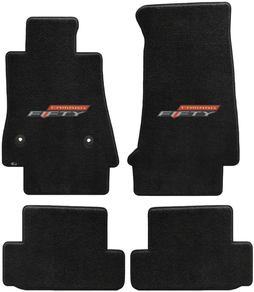 Lloyd Ultimat Front and Rear Floor Mats with 50th Anniversary Logo; Black (16-24 Camaro)