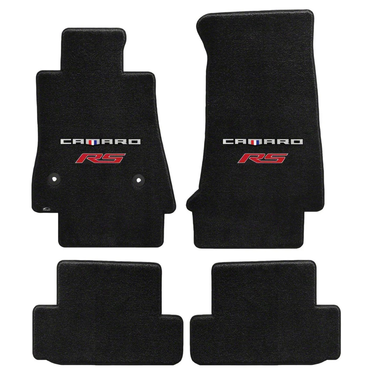 Lloyd Ultimat Front and Rear Floor Mats with Camaro and Red RS Logo; Black (16-24 Camaro)
