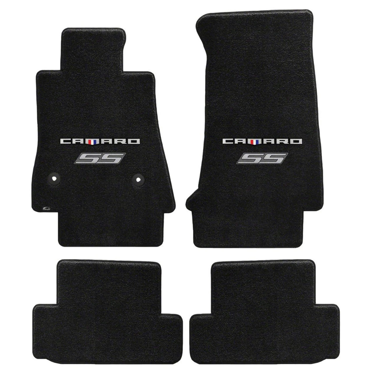 Lloyd Ultimat Front and Rear Floor Mats with Camaro and Silver SS Logo; Black (16-24 Camaro)