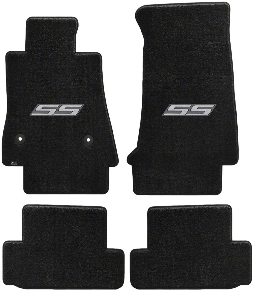 Lloyd Ultimat Front and Rear Floor Mats with Silver SS Logo; Black (16-24 Camaro)
