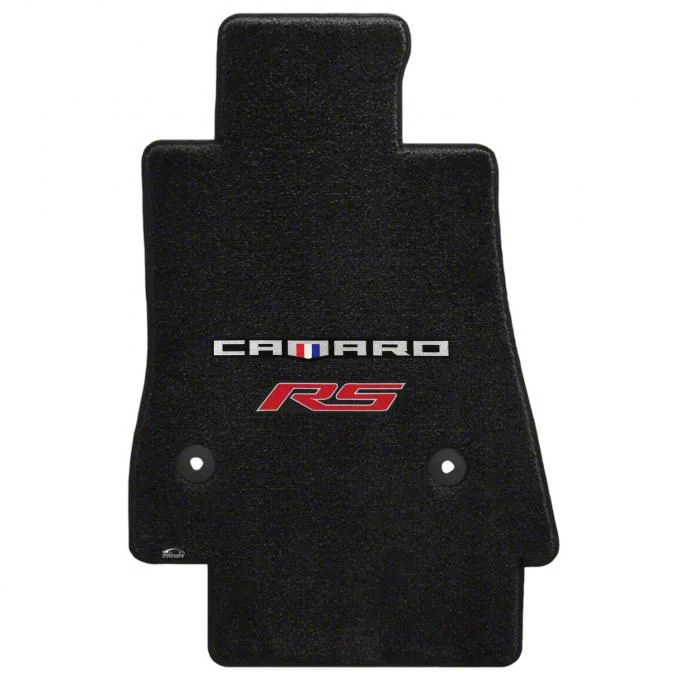 Lloyd Ultimat Front Floor Mats with Camaro and Red RS Logo; Black (16-24 Camaro)