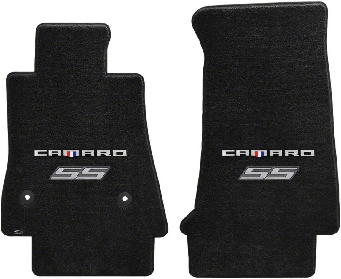 Lloyd Ultimat Front Floor Mats with Camaro and Silver SS Logo; Black (16-24 Camaro)
