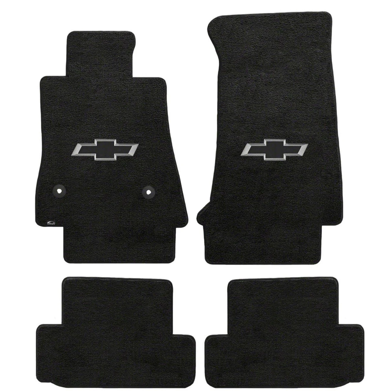 Lloyd Velourtex Front and Rear Floor Mats with Black 3D Bowtie Logo; Black (16-24 Camaro)