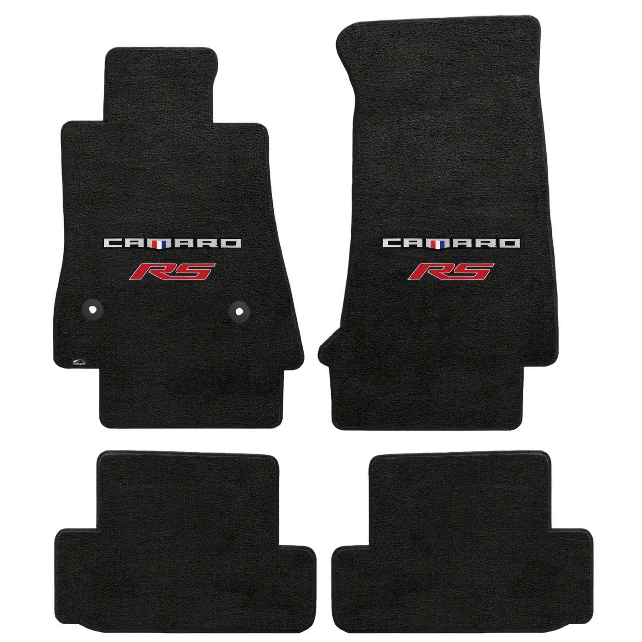 Lloyd Velourtex Front and Rear Floor Mats with Camaro and Red RS Logo; Black (16-24 Camaro)