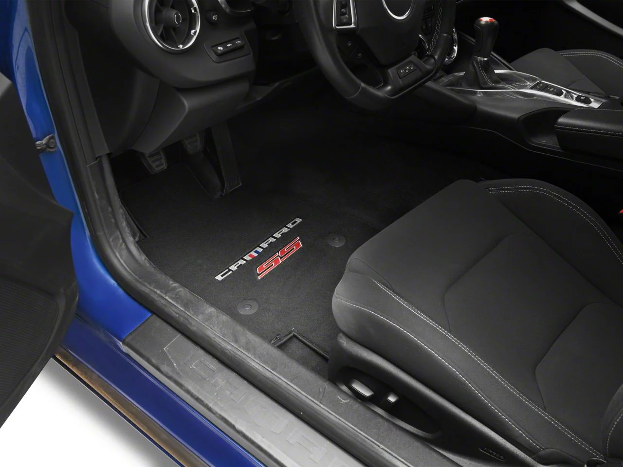 Lloyd Velourtex Front and Rear Floor Mats with Camaro and Red SS Logo; Black (16-24 Camaro)