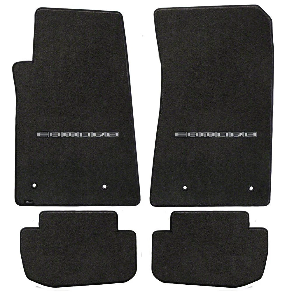 Lloyd Velourtex Front and Rear Floor Mats with Camaro Logo; Black (10-15 Camaro)