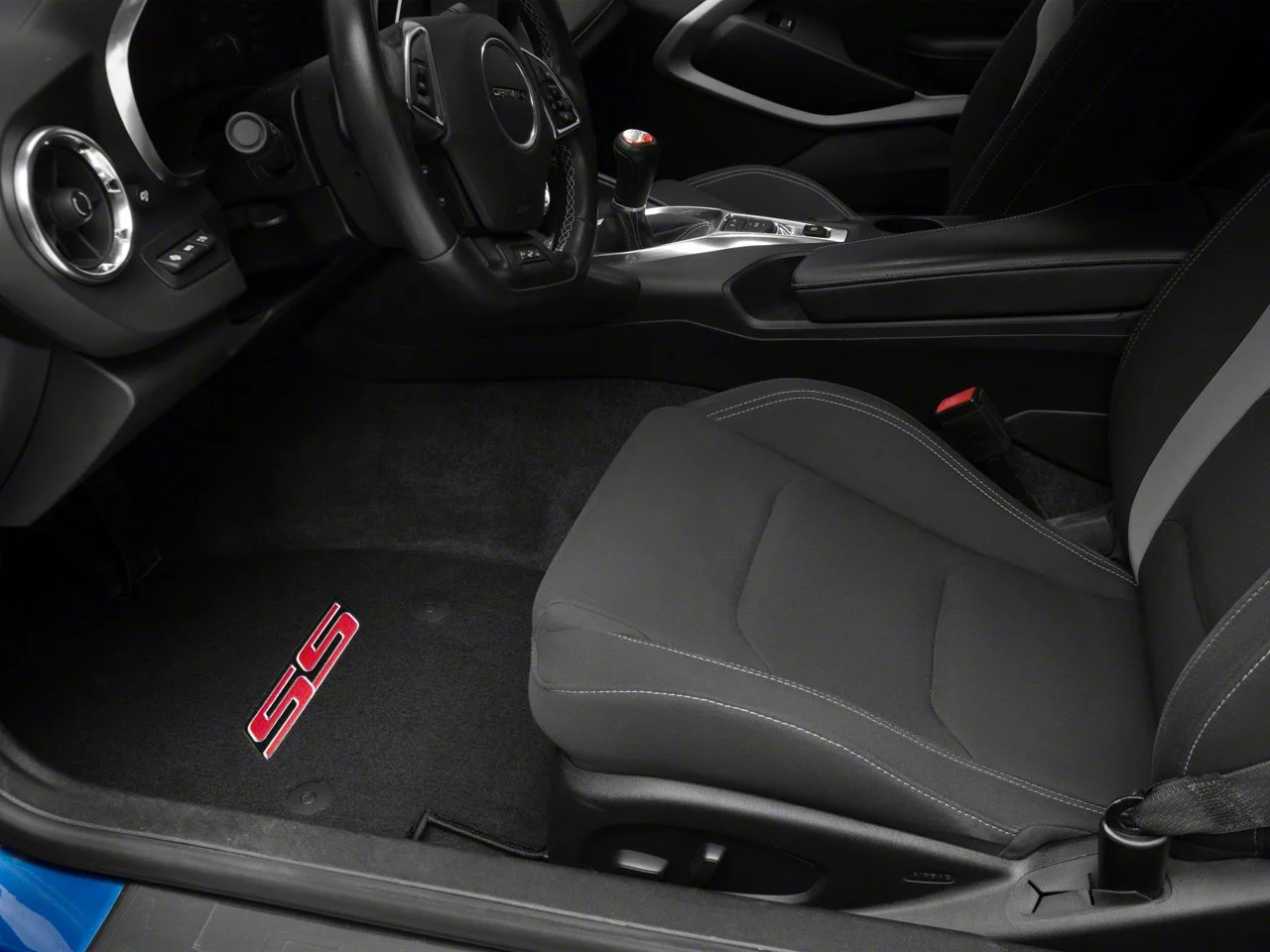 Lloyd Velourtex Front and Rear Floor Mats with Red SS Logo; Black (16-24 Camaro)