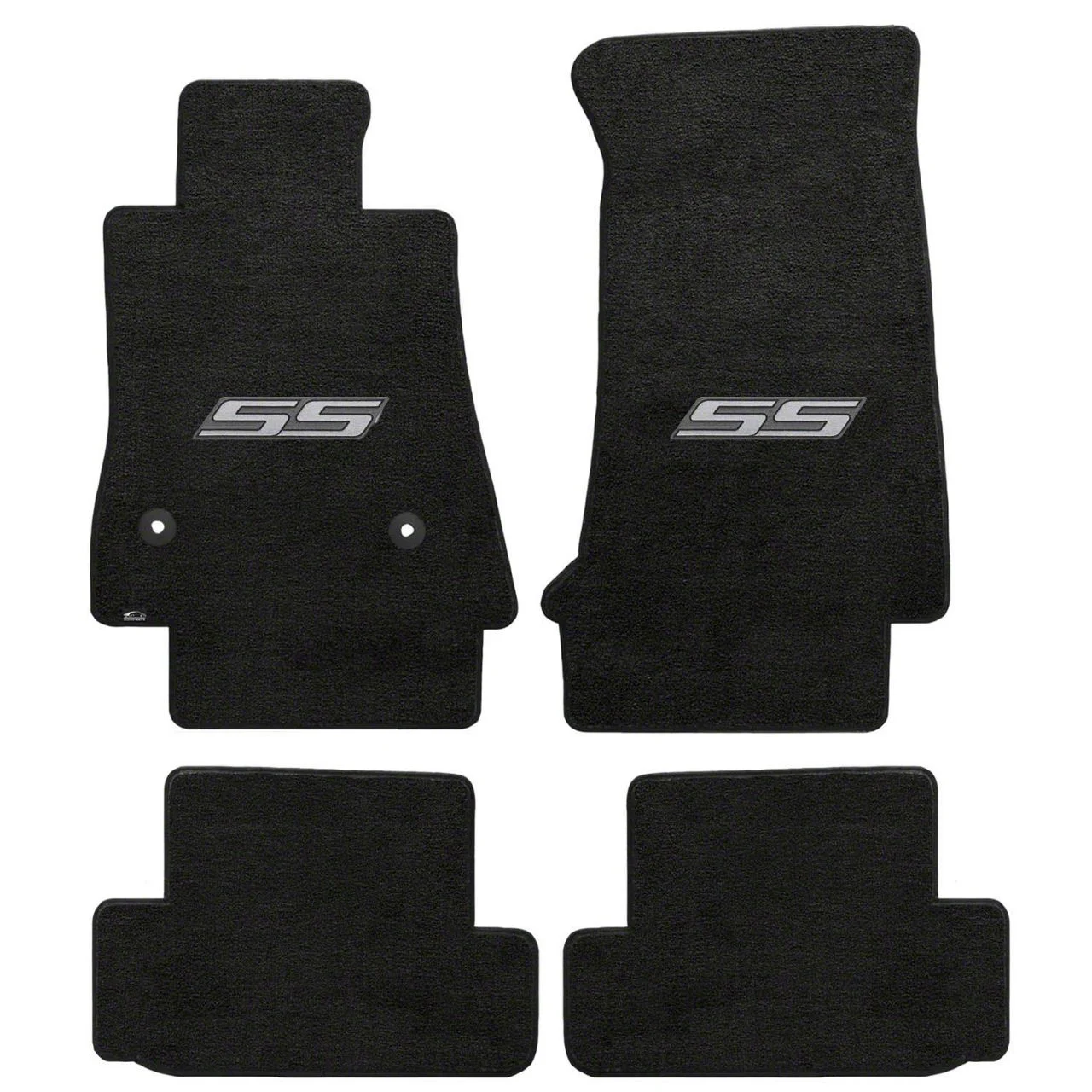 Lloyd Velourtex Front and Rear Floor Mats with Silver SS Logo; Black (16-24 Camaro)