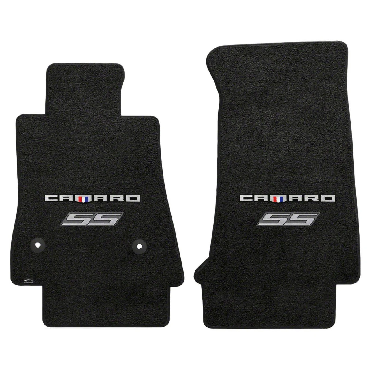 Lloyd Velourtex Front Floor Mats with Camaro and Silver SS Logo; Black (16-24 Camaro)