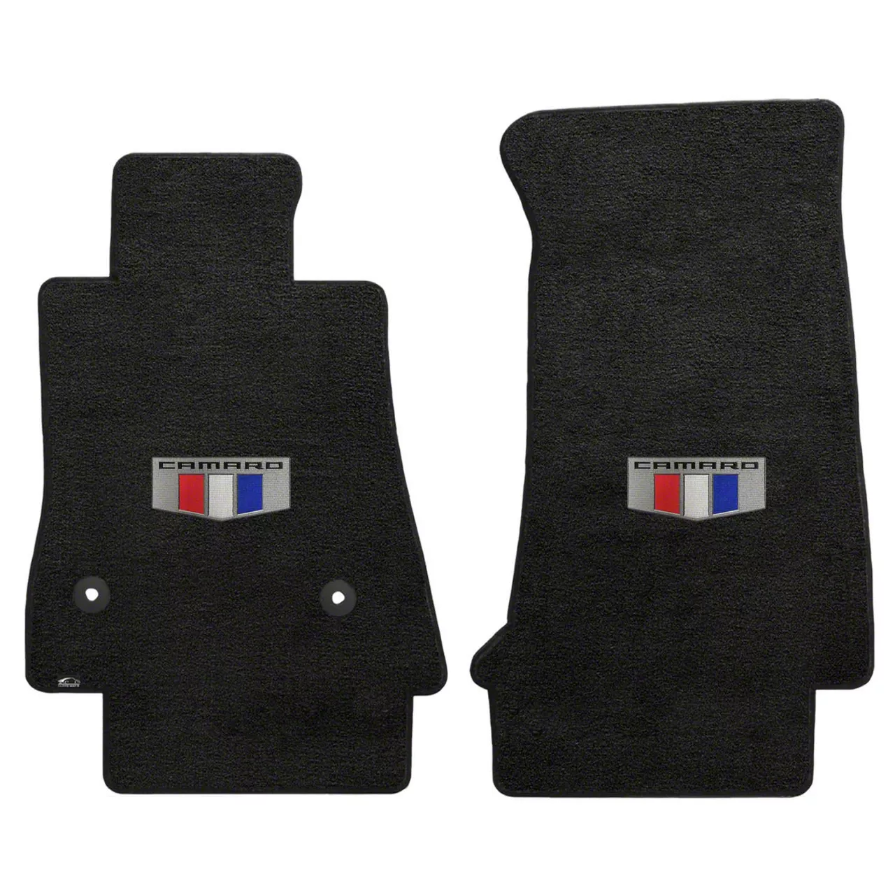 Lloyd Velourtex Front Floor Mats with Camaro Shield Logo; Black (16-24 Camaro)
