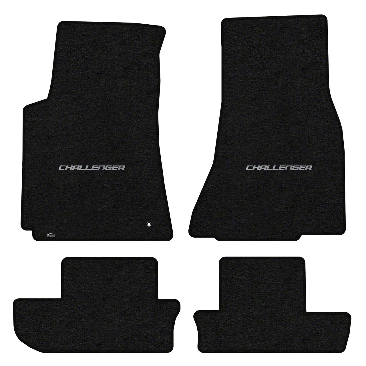 Lloyd Velourtex Front and Rear Floor Mats with Challenger Logo; Black (08-10 Challenger)