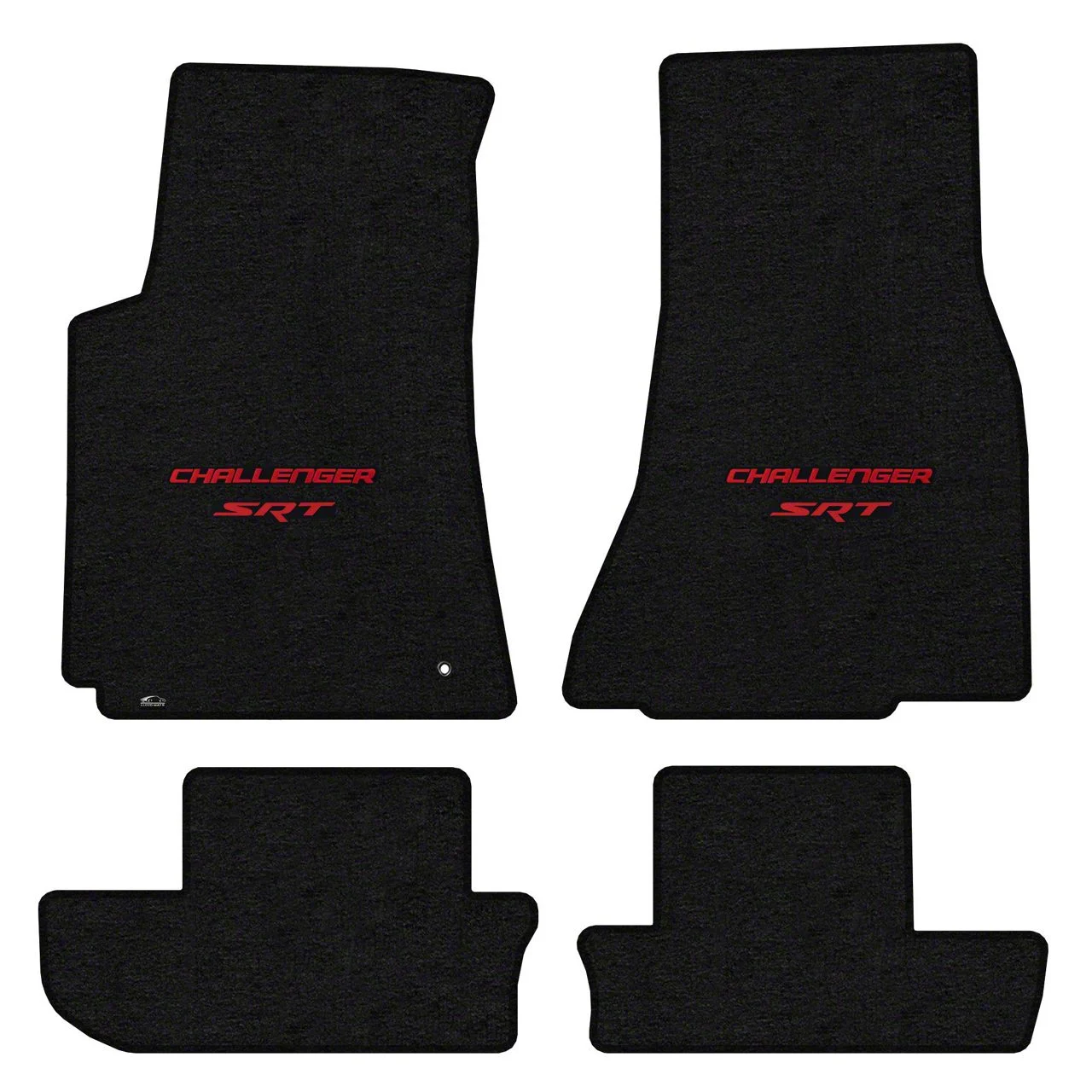Lloyd Velourtex Front and Rear Floor Mats with Challenger and Red SRT Logo; Black (08-10 Challenger)