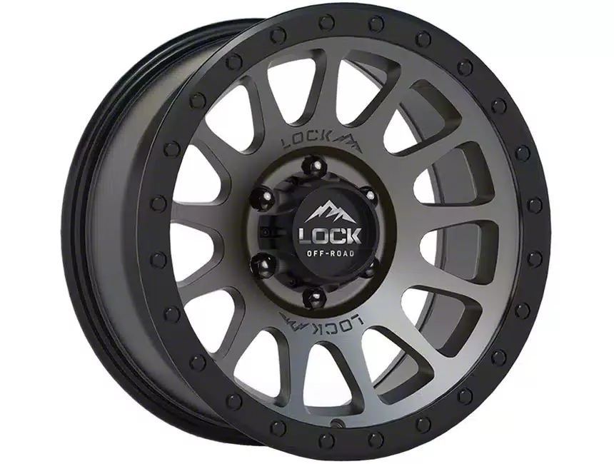 Lock Off-Road Yosemite Matte Grey with Matte Black Ring 6-Lug Wheel; 17x9; 0mm Offset (15-20 Yukon)