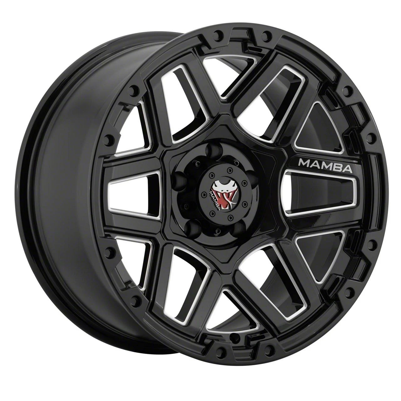 Mamba Offroad Wheels M23 Gloss Black Machined 5-Lug Wheel; 18x9; 12mm Offset (09-18 RAM 1500)