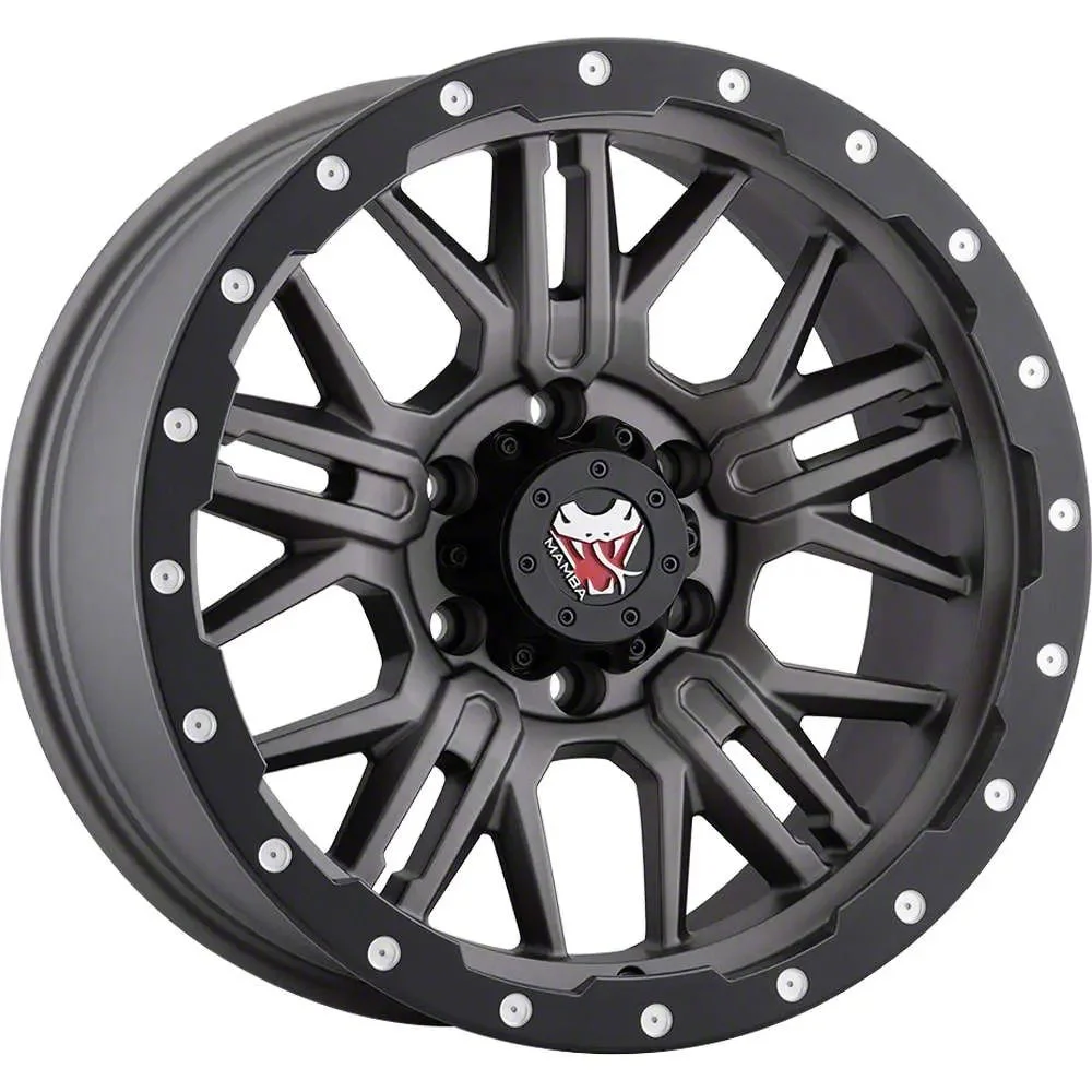 Mamba Offroad Wheels M25 Matte Gray with Black Lip 5-Lug Wheel; 20x9; 12mm Offset (09-18 RAM 1500)