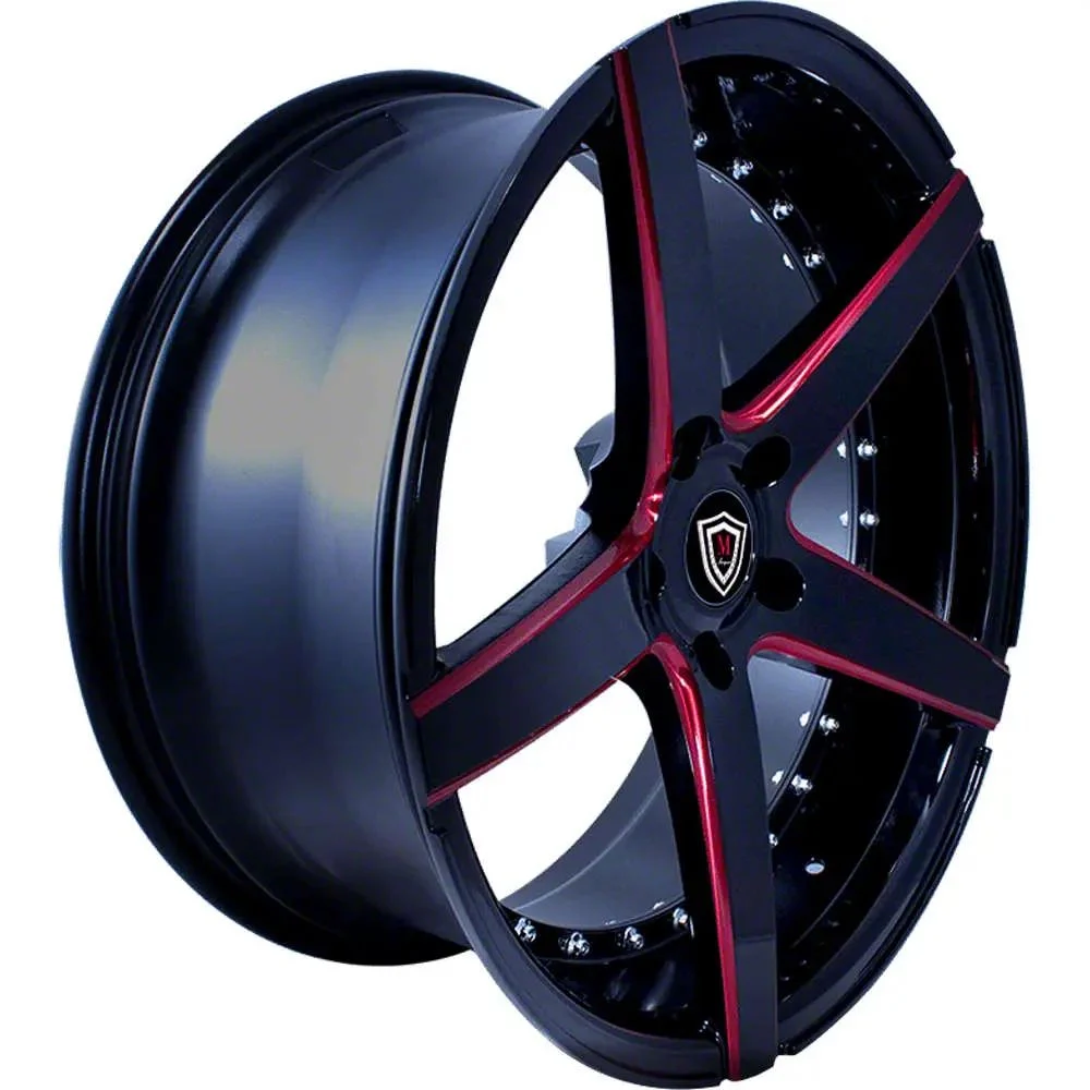 Marquee Wheels M3226 Gloss Black with Red Milled Wheel; 20x9; 35mm Offset (21-26 Mustang Mach-E)