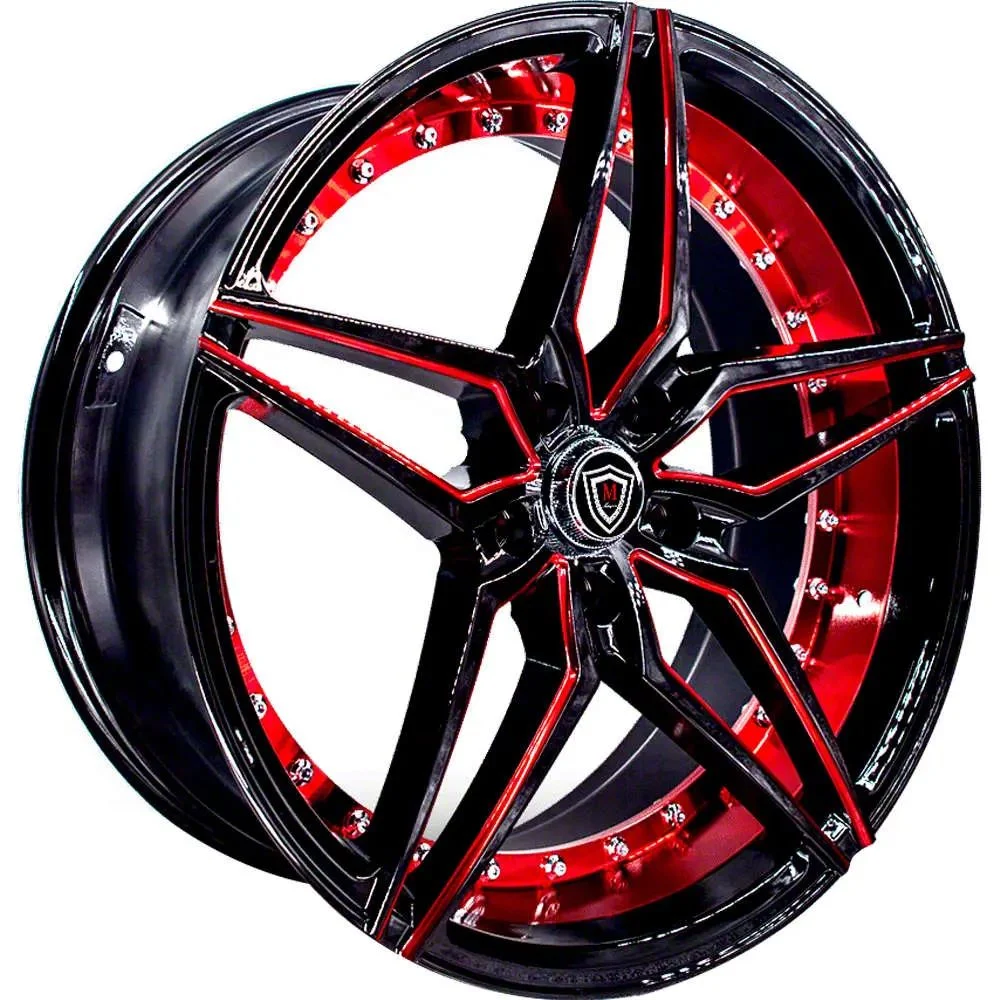 Marquee Wheels M3259 Gloss Black with Red Milled Accents Wheel; 20x9; 35mm Offset (21-26 Mustang Mach-E)