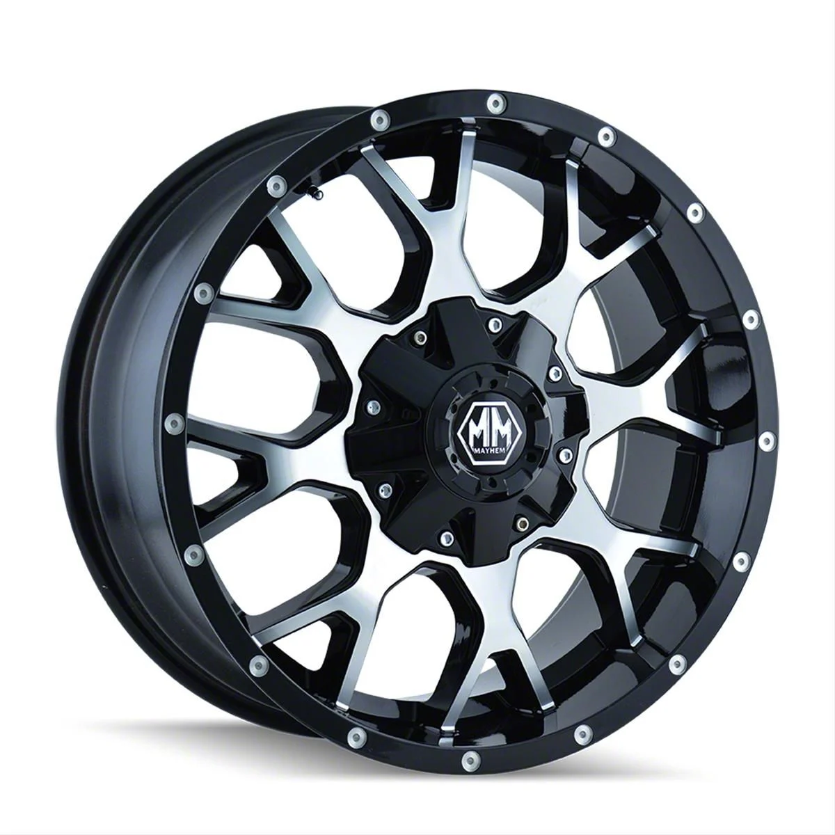Mayhem Wheels Warrior Gloss Black Machined 8-Lug Wheel; 17x9; 18mm Offset (15-19 Sierra 2500 HD)