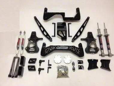McGaughys Suspension 7 to 9-Inch Premium Suspension Lift Kit with Shocks; Silver with Stainless Steel Inserts (14-16 4WD Sierra 1500 w/ Stock Cast Steel Control Arms, Excluding Denali)