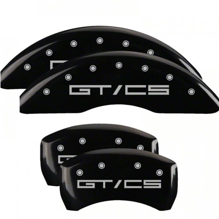 MGP Brake Caliper Covers with GT/CS Logo; Black; Front and Rear (15-23 Mustang GT w/ Performance Pack)