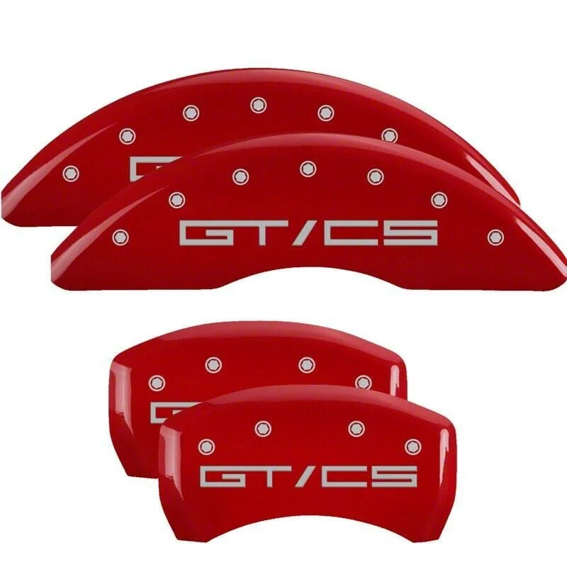 MGP Brake Caliper Covers with GT/CS Logo; Red; Front and Rear (15-23 Mustang GT w/ Performance Pack)