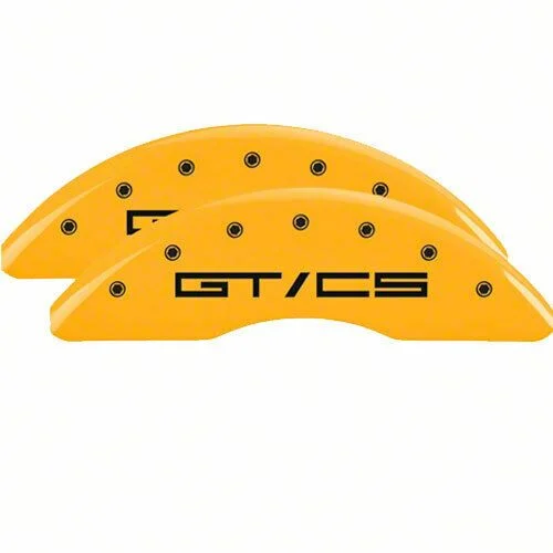 MGP Brake Caliper Covers with GT/CS Logo; Yellow; Front and Rear (15-23 Mustang GT w/ Performance Pack)