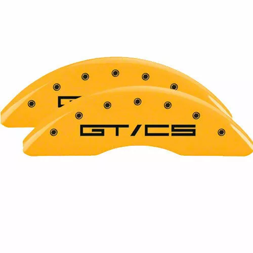 MGP Brake Caliper Covers with GT/CS Logo; Yellow; Front and Rear (15-23 Mustang EcoBoost w/o Performance Pack, V6)