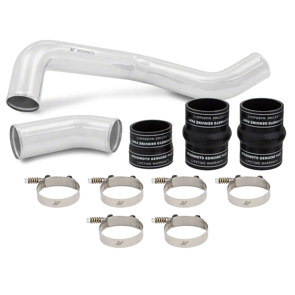 Mishimoto Hot-Side Intercooler Pipe and Boot Kit; Polished (17-19 6.6L Duramax Sierra 3500 HD)