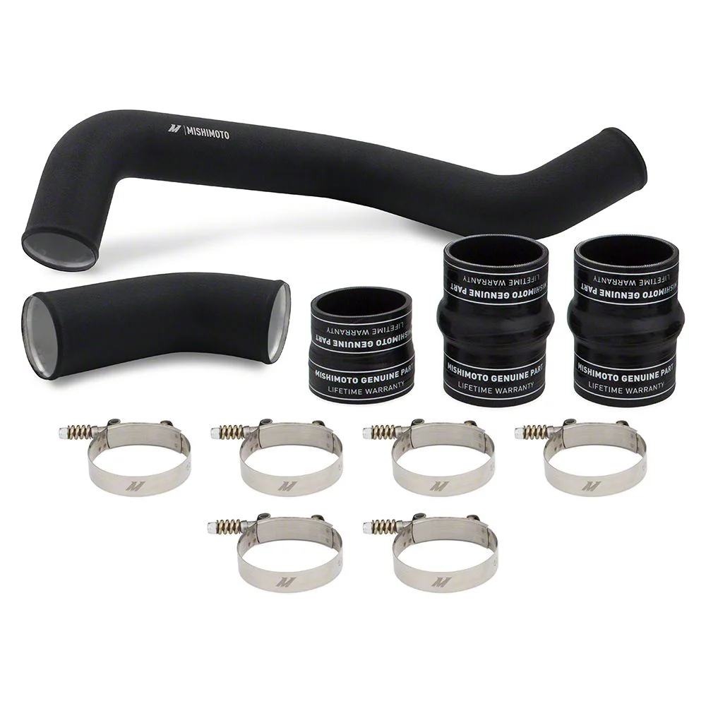 Mishimoto Hot-Side Intercooler Pipe and Boot Kit; Wrinkle Black (17-19 6.6L Duramax Sierra 3500 HD)