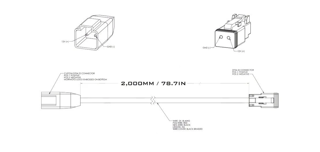 Morimoto 1/2/4Banger 2P DT Extension Harness