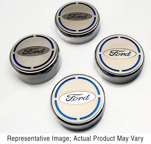 Engine Cap Covers with Ford Oval Logo; Solid Black (15-17 Mustang GT, EcoBoost, V6)